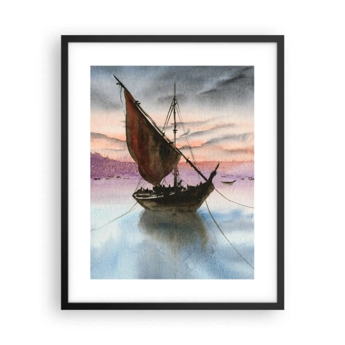 Poster în ramă neagră - O seară în port - 40x50 cm