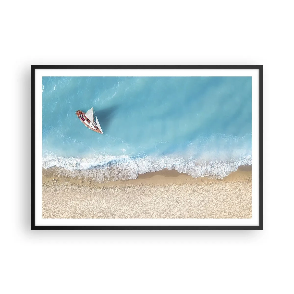 Poster în ramă neagră - La frontieră dintre albastru și auriu - 100x70 cm