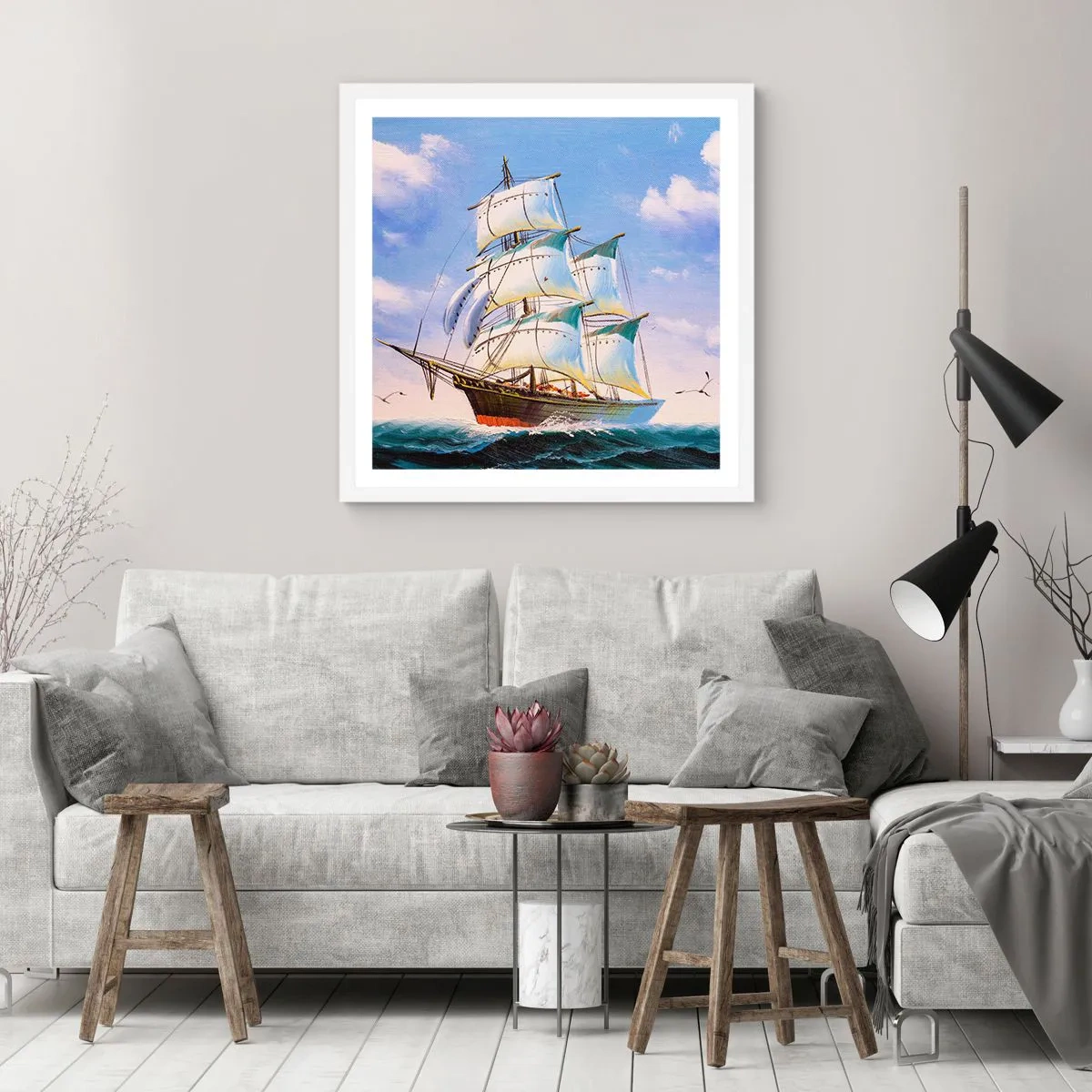 Poster în ramă albă - Cu mândrie în vânt - 60x60 cm