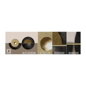 Mostră tapet Premium Sand - Variații în jurul unui cerc - Rotile, Abstracția, Art Deco - 100x30 cm