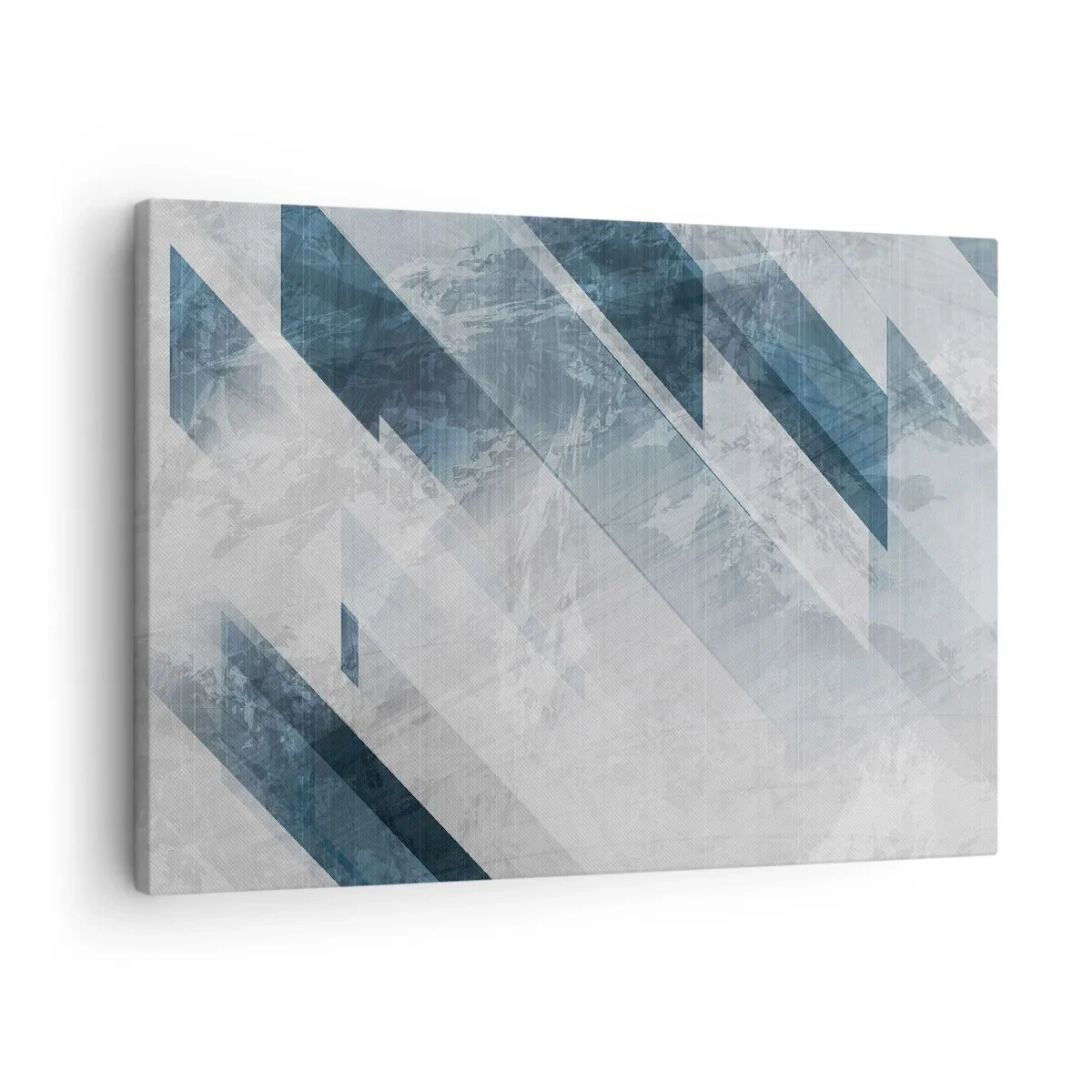 Tablou pe pânză Canvas - Linii abstracte în nuanțe de gri și albastru - 70x50cm - Compoziția spațială - mișcarea griului - Decorațiune modernă pentru perete pentru living și dormitor ARTTOR