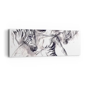 Tablou pe pânză - Dansând cu zebrele - 90x30 cm