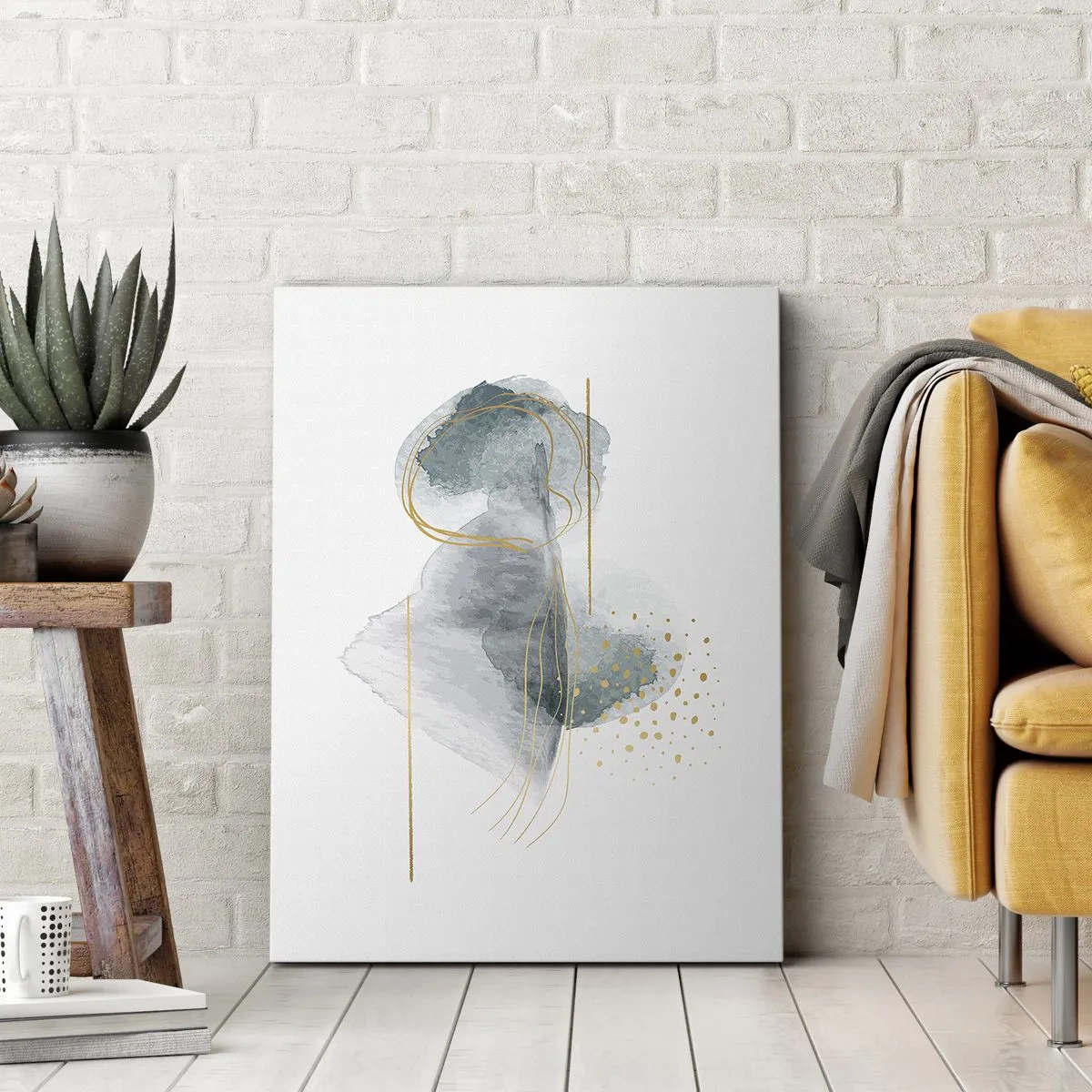 Tablou pe pânză - Despre relația dintre gri și auriu - 45x80 cm