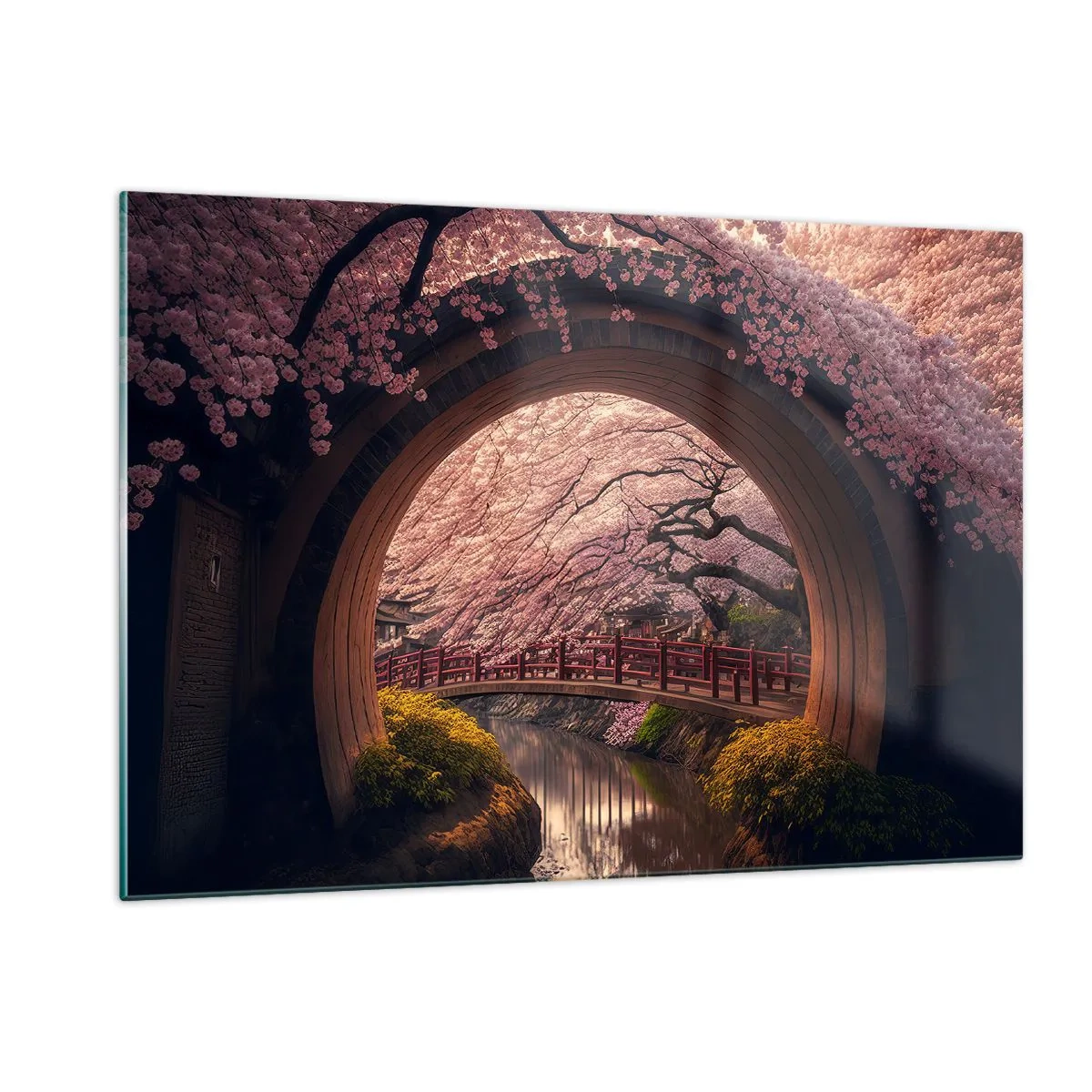 Tablou pe sticlă - Primăvara japoneză - 120x80 cm