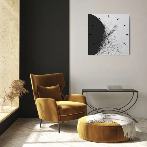 Ceas de perete - Ceas pe sticlă - Mișcarea particulelor - 30x30 cm