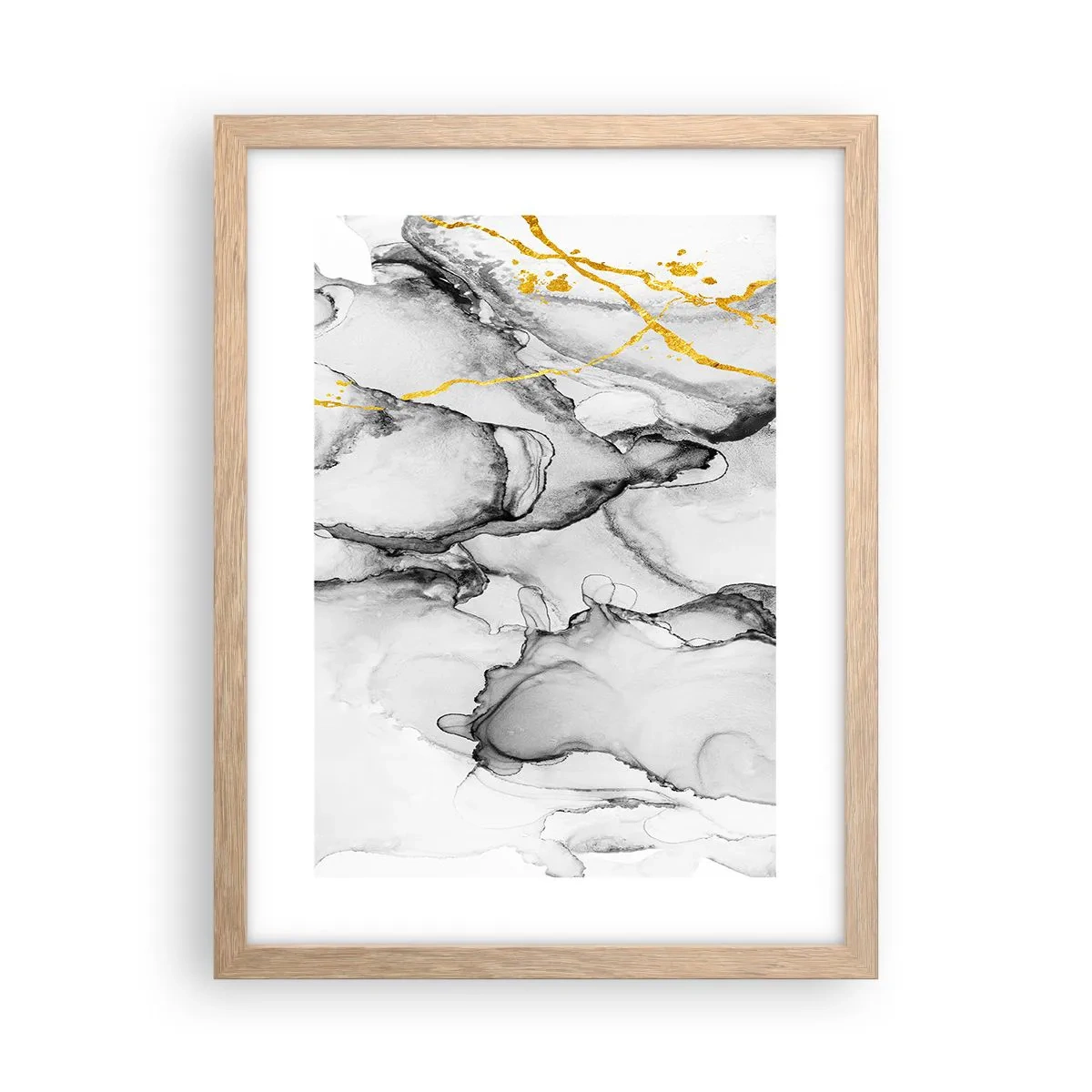 Poster în ramă de stejar deschis - Compoziție cu motiv auriu - 30x40 cm