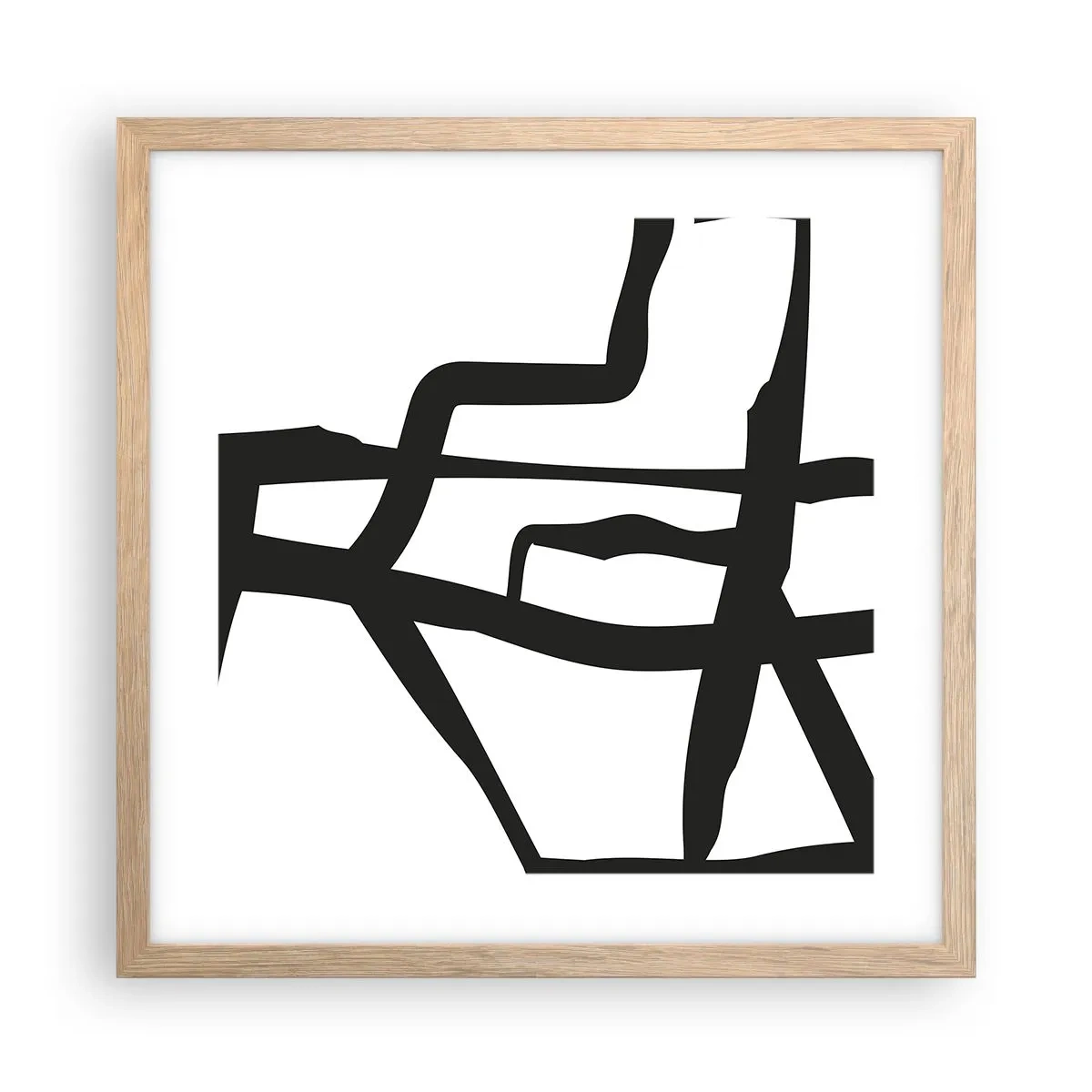 Poster în ramă de stejar deschis - Construcție în alb și negru - 40x40 cm