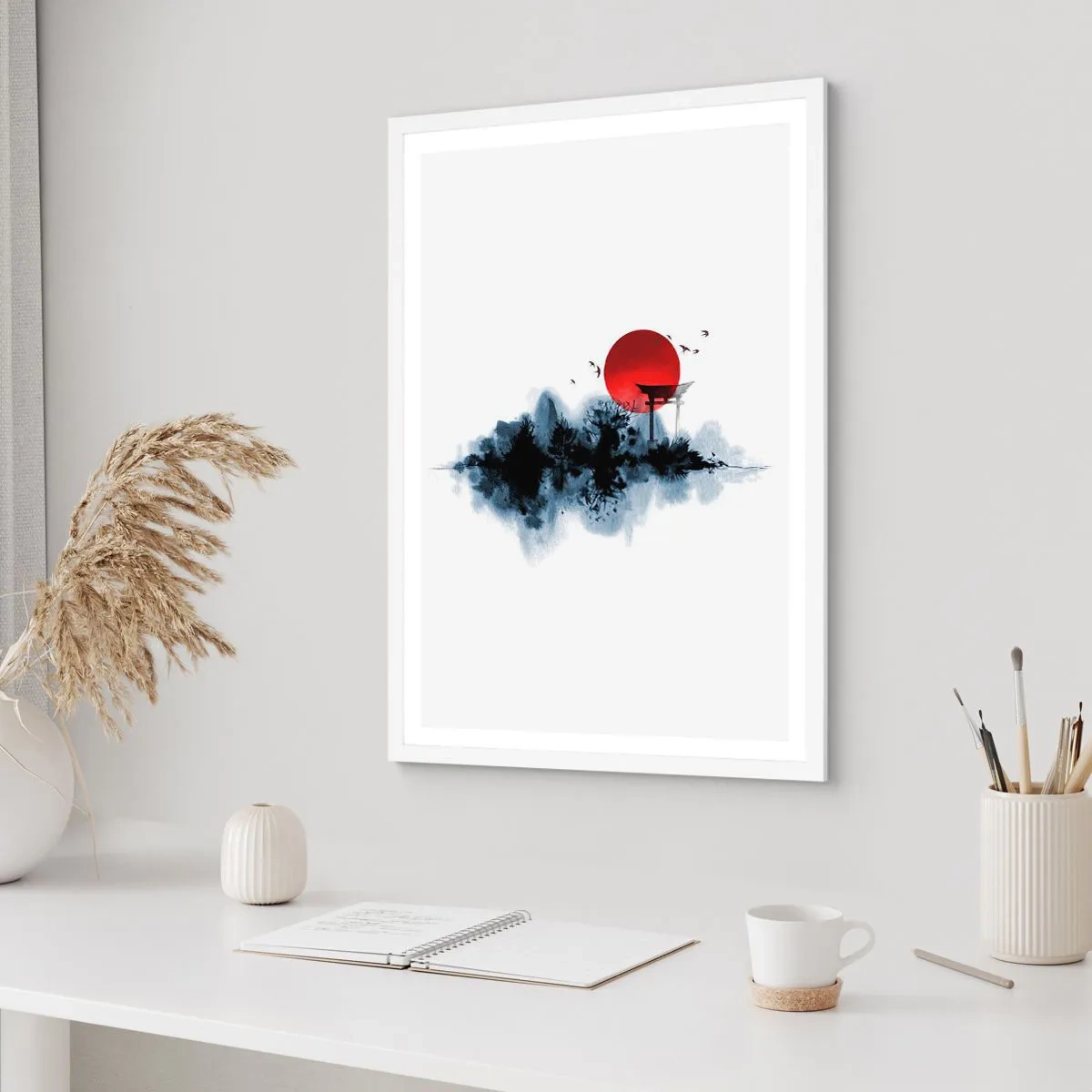 Poster în ramă albă - O vedere japoneză - 30x40 cm