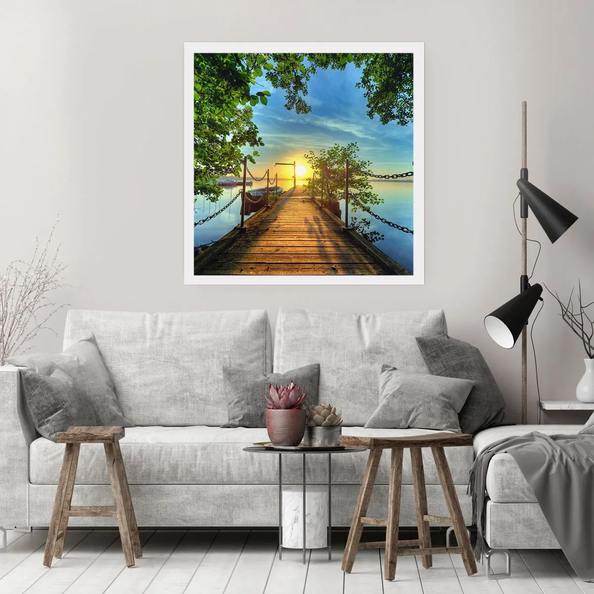 Poster - Apusul la malul apei - 40x40 cm