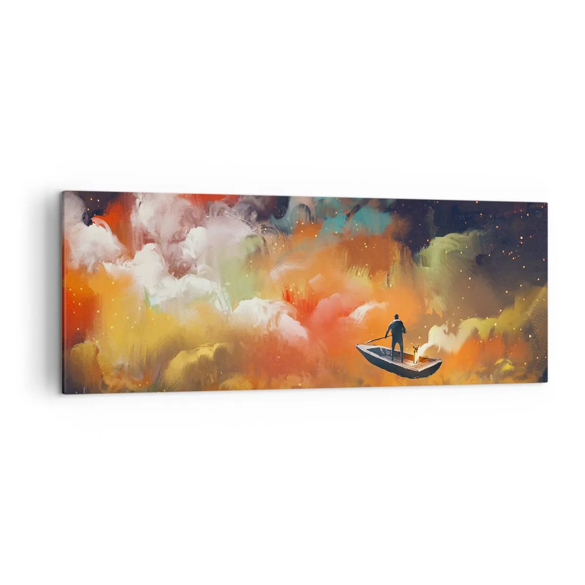 Tablou pe pânză - Cu barca prin galaxie - 140x50 cm