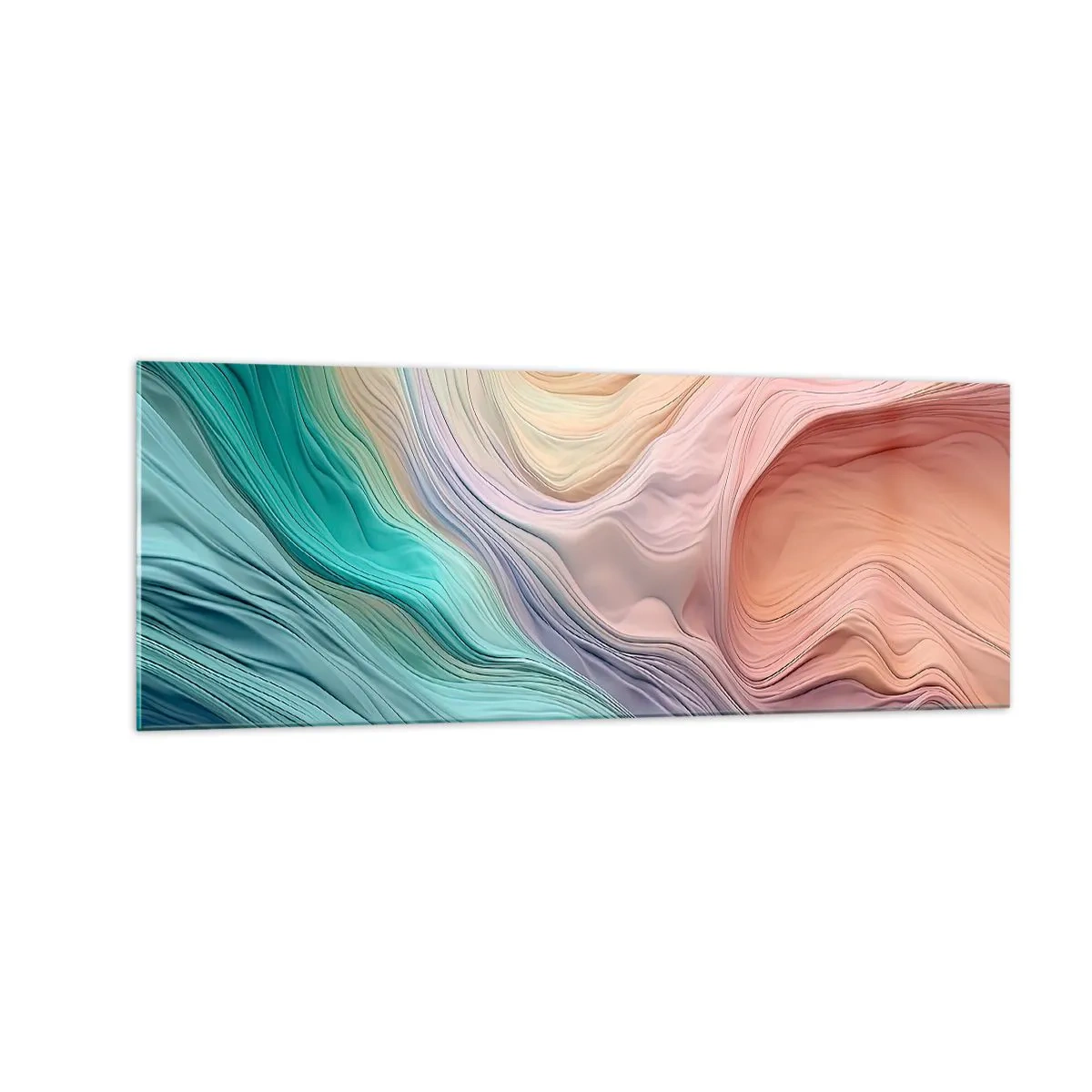 Tablou pe sticlă - Valul curcubeu - 140x50 cm