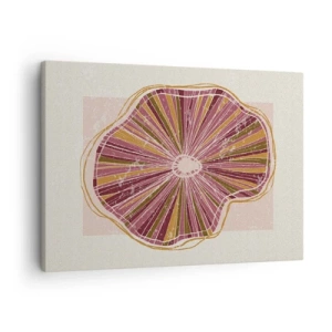 Tablou pe pânză Canvas - Model abstract de felii de copac în nuanțe de roz - 70x50cm - Abstracția radială - Decorațiune modernă pentru perete pentru living și dormitor ARTTOR
