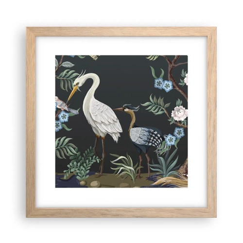 Poster în ramă de stejar deschis - Parada păsărilor - 30x30 cm