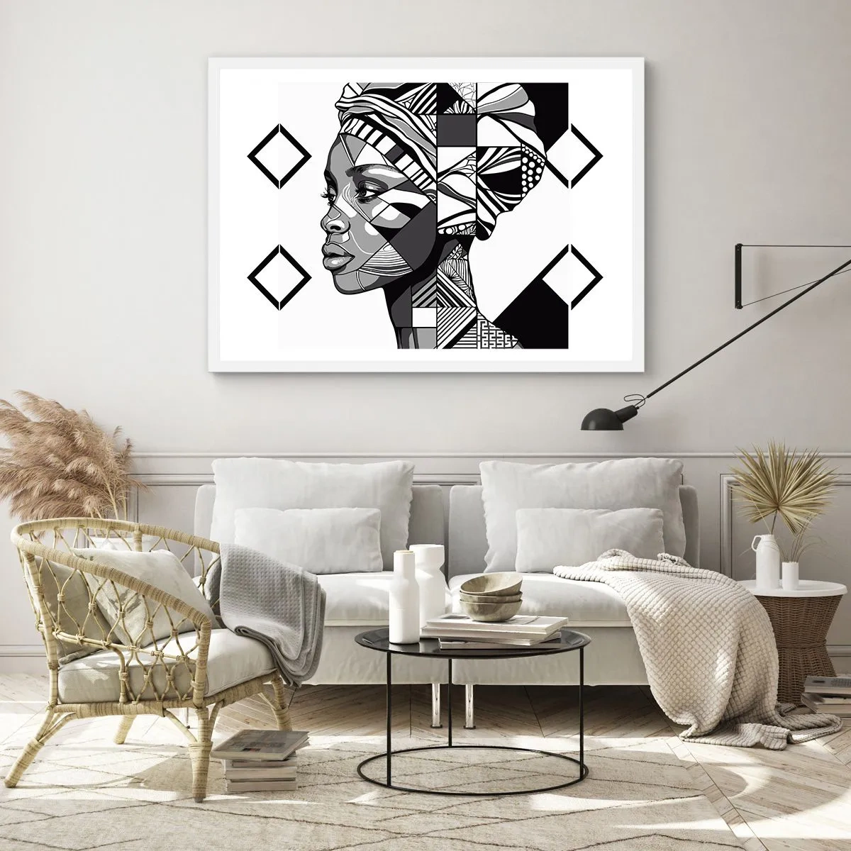 Poster în ramă albă - Portret etnic - 91x61 cm