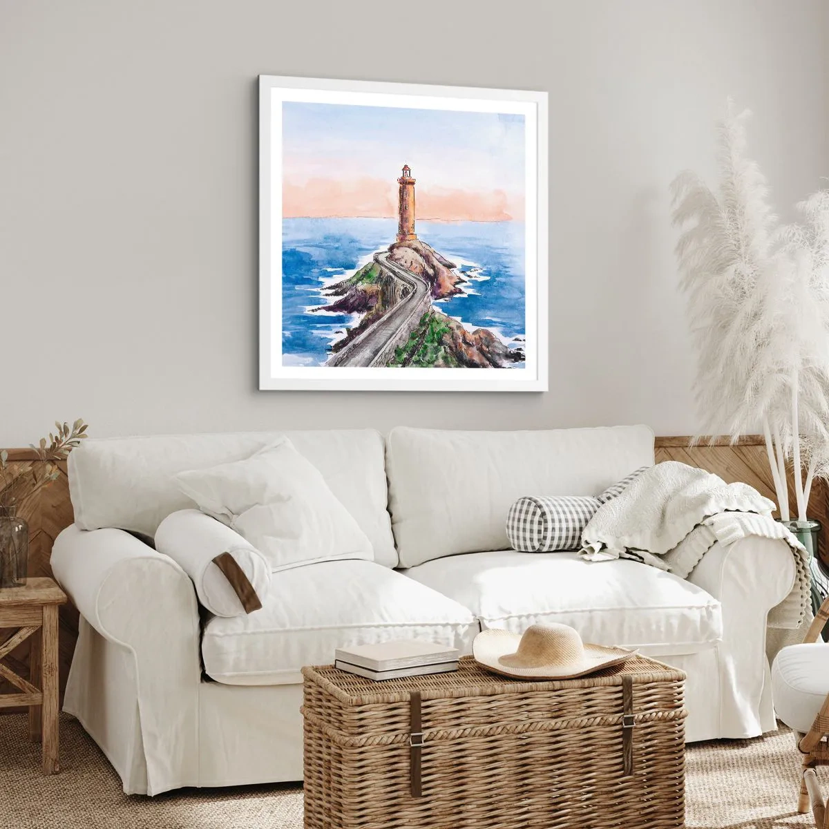 Poster în ramă albă - Cu fața la mare - 40x40 cm