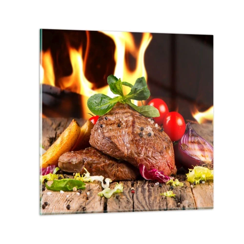 Tablou pe sticlă - Înconjurată de ardoare - 70x70 cm