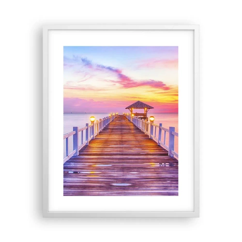 Poster în ramă albă - Tăcerea serii în liliac-auriu - 40x50 cm