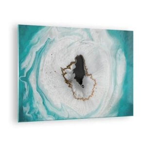Tablou pe sticlă - O formă abstractă care seamănă cu o secțiune transversală a unui mineral - 70x50cm - Pătrunde înăuntru - Decorațiune modernă pentru perete pentru living și dormitor ARTTOR