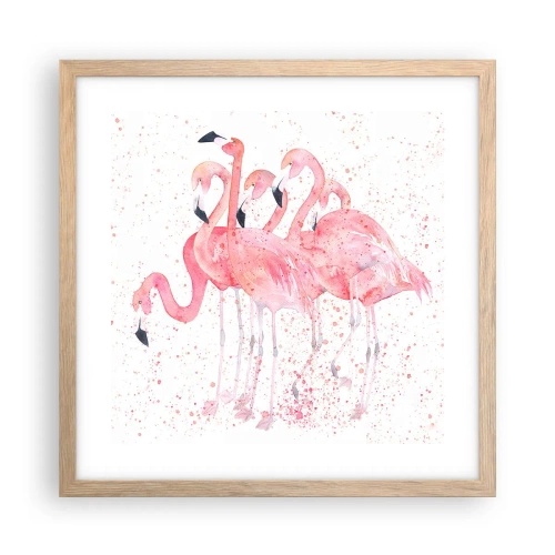 Poster în ramă de stejar deschis - Ansamblul roz - 40x40 cm