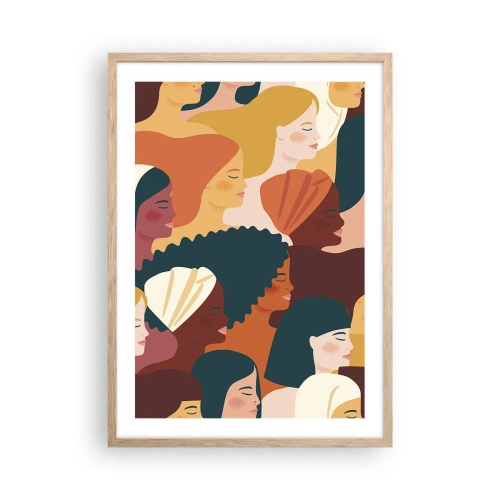 Poster în ramă de stejar deschis - Numai feminitate - 50x70 cm