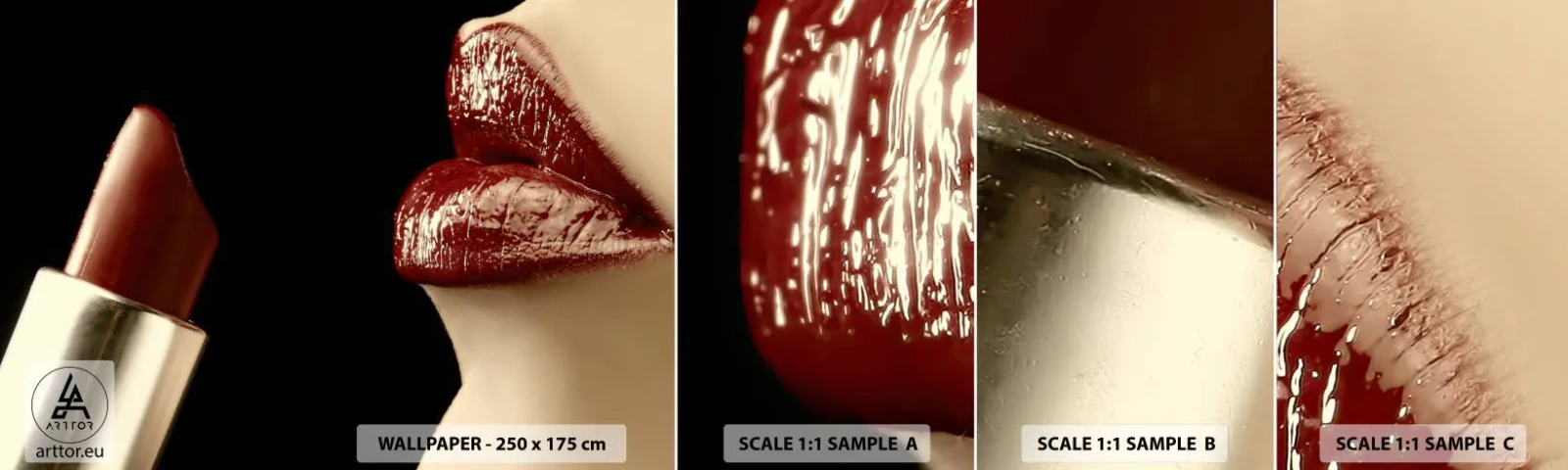 Mostră de Tapet Standard Eco - Senzualitatea și strălucirea carminului - oameni, Femeie, Inventa - 100x30 cm