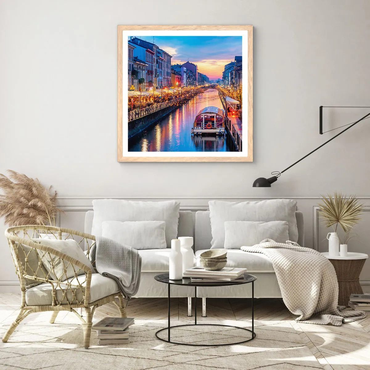 Poster în ramă de stejar deschis - O seară de lumină și distracție - 40x40 cm