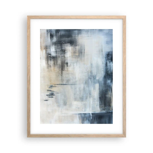 Poster în ramă de stejar deschis - În spatele unui voal albastru - 40x50 cm