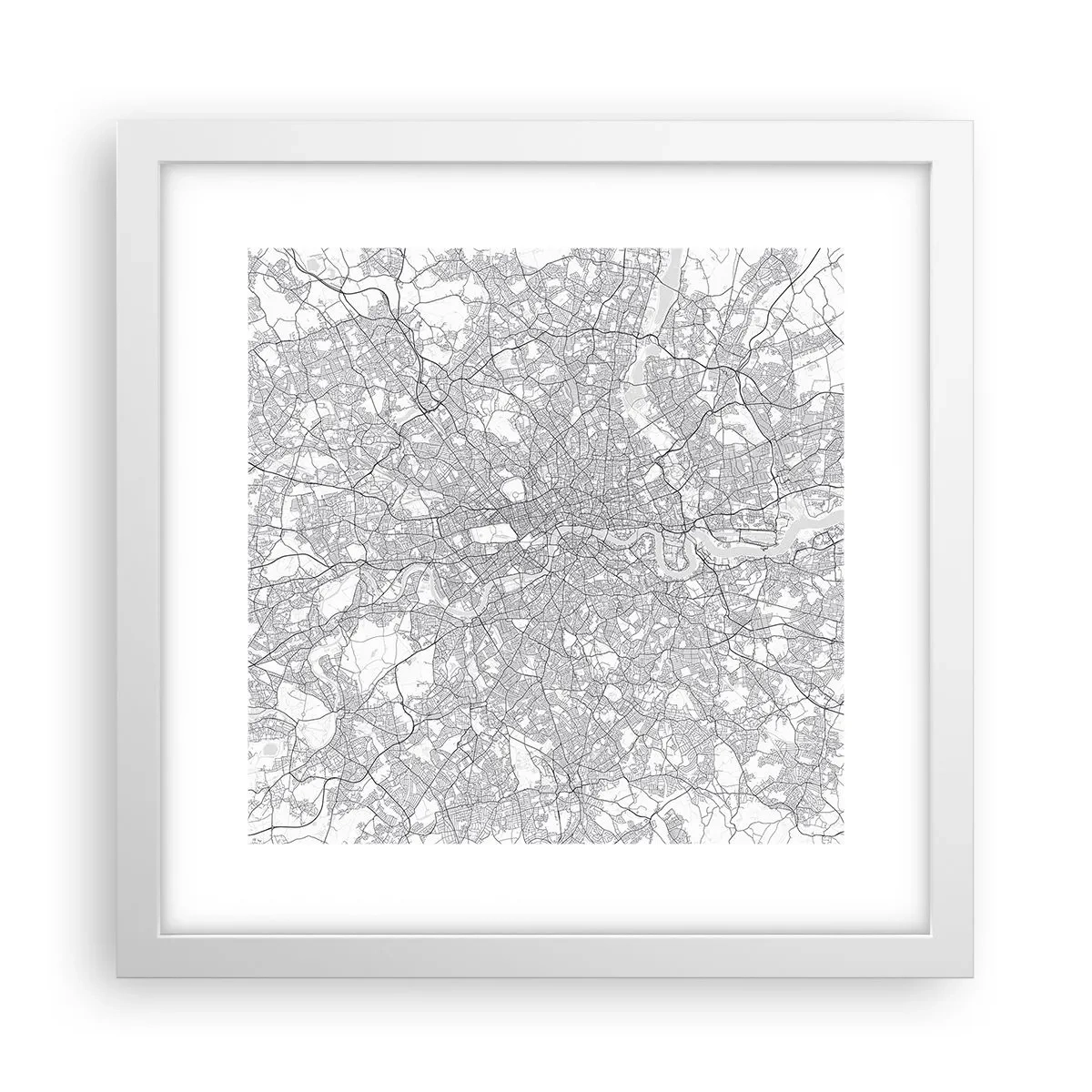 Poster în ramă albă - Harta labirintului din Londra - 30x30 cm