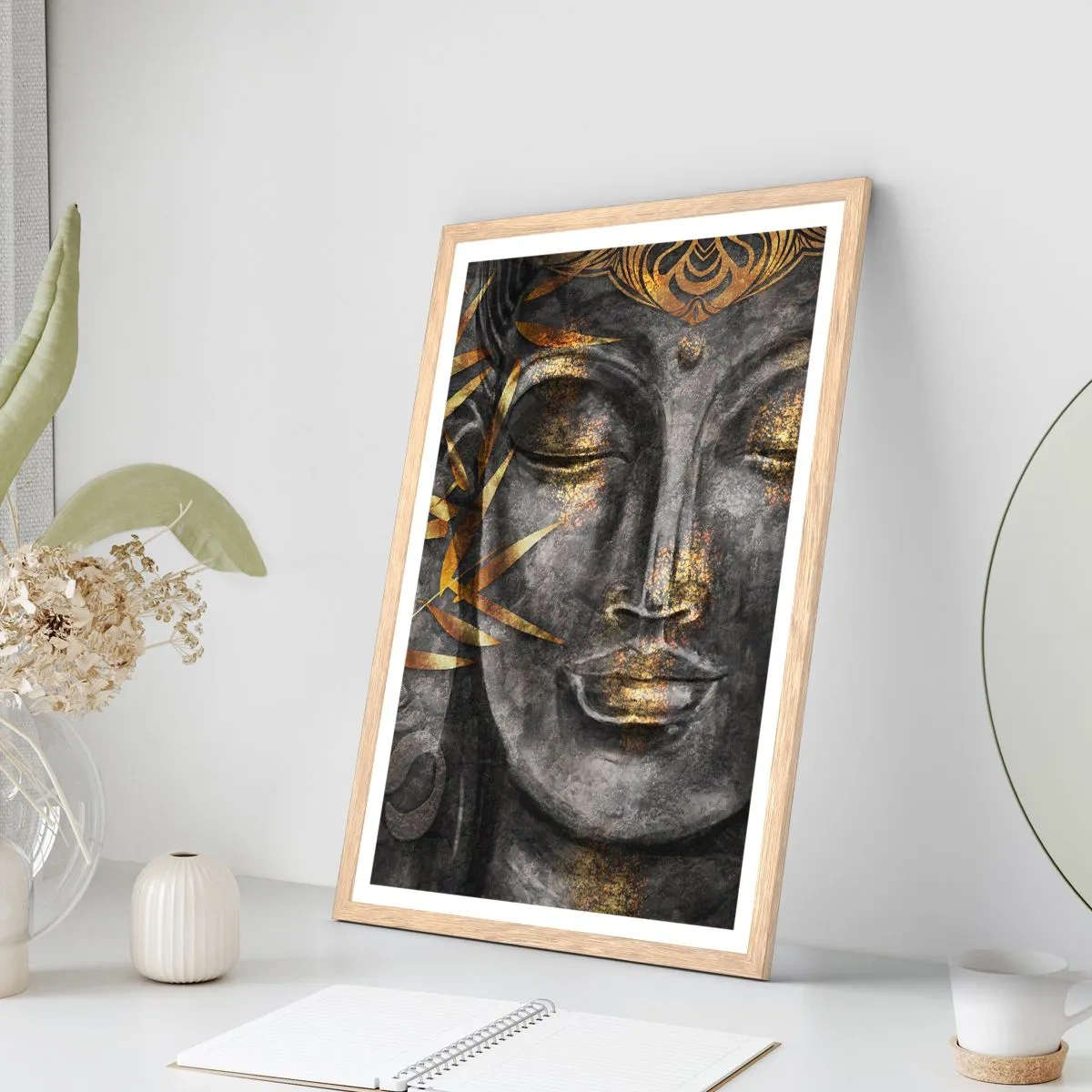 Poster în ramă de stejar deschis - Simțiți pacea - 61x91 cm