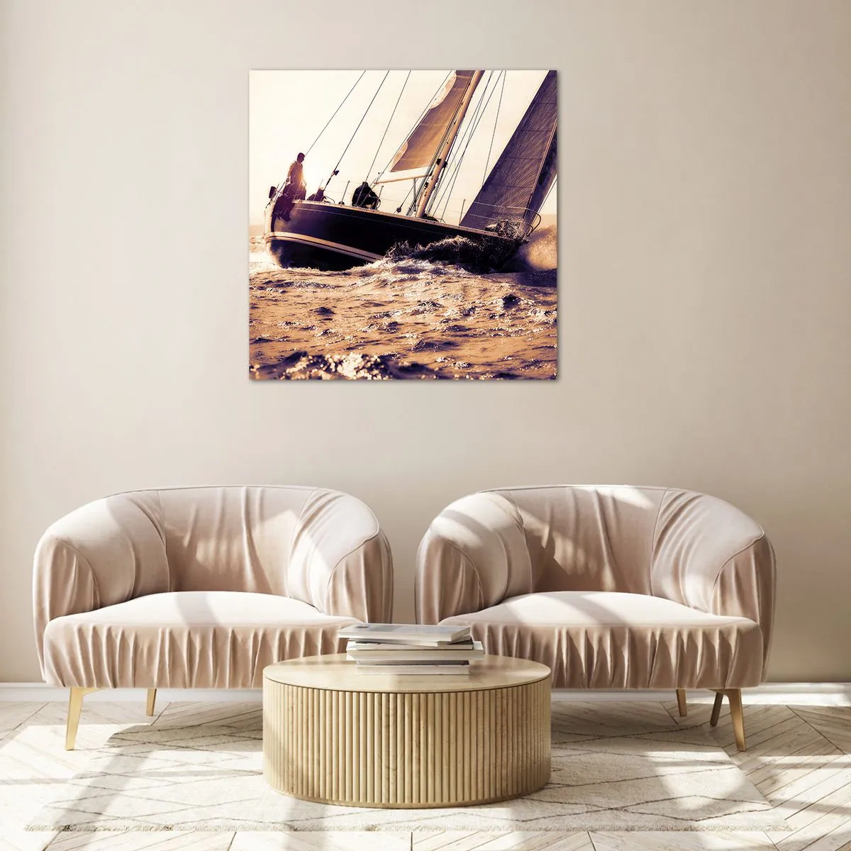 Tablou pe sticlă - Pânzele sunt gata - 60x60 cm