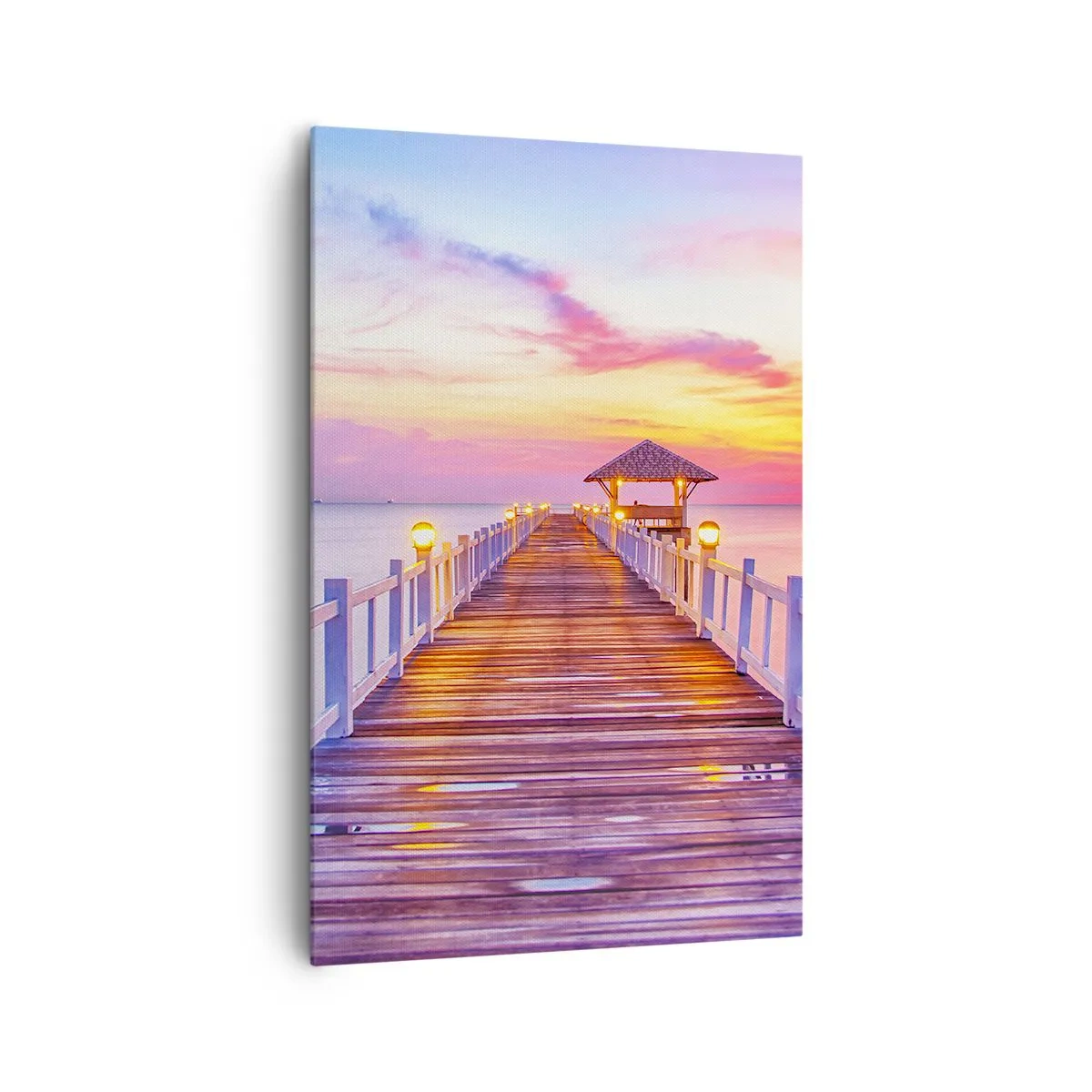 Tablou pe pânză - Tăcerea serii în liliac-auriu - 80x120 cm