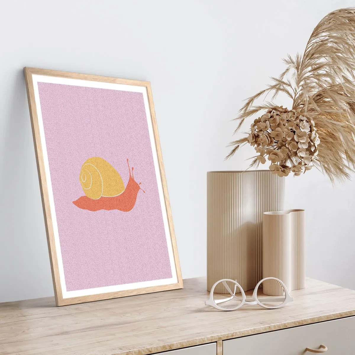 Poster în ramă de stejar deschis - Nu e nicio grabă - 40x50 cm