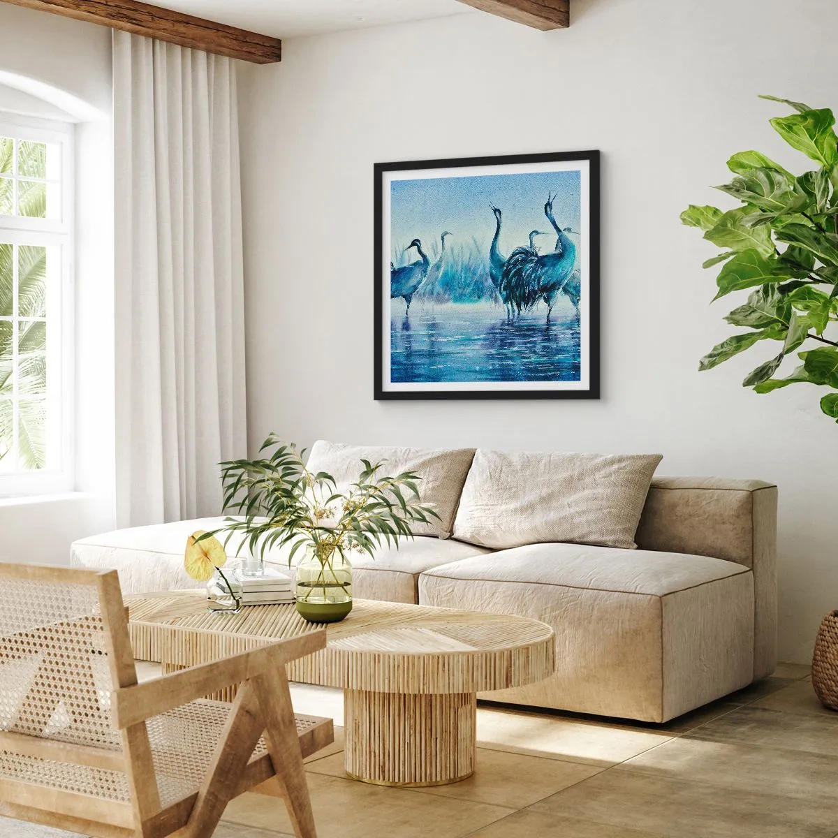 Poster în ramă neagră - Întâlnirea de dimineață - 60x60 cm