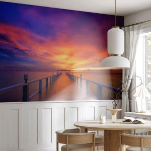 Fototapetă personalizată Premium Canvas - Fără sfârșit - Peisaj, dig, Apus de soare