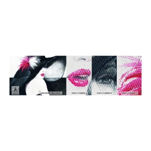 Mostră tapet Premium Canvas - Întotdeauna un mister - Femeie În pălărie, Chipul de femeie, buze rosii - 100x30 cm