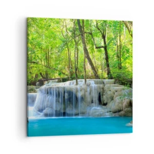 Tablou pe pânză - Scufundat în turcoaz și verde - 50x50 cm