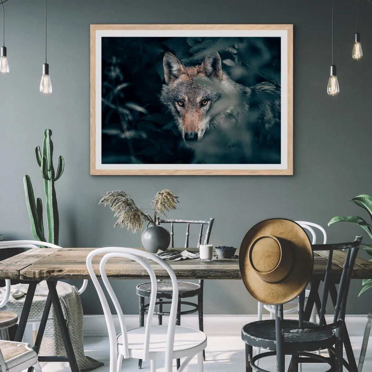 Poster în ramă de stejar deschis - Vânător - 50x40 cm