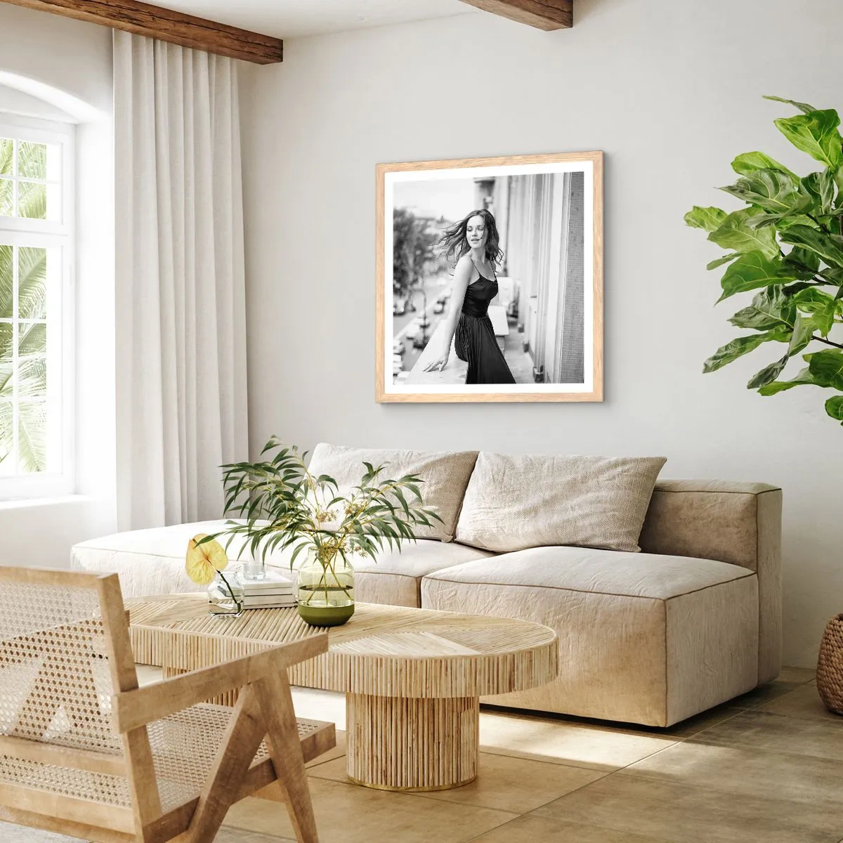 Poster în ramă de stejar deschis - Cu siguranță e o fată pariziană - 60x60 cm