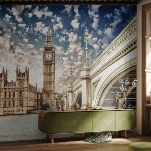 Tapet Premium Sand - Nori de pene deasupra Tamisei - Oraș, Londra, Anglia - 100x70 cm