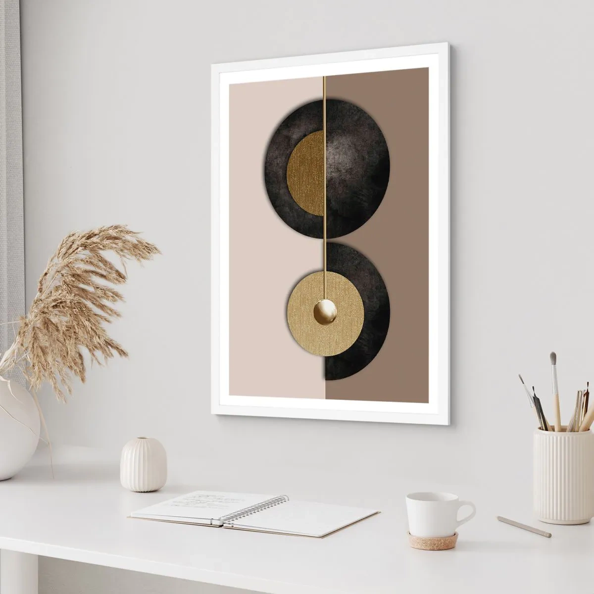 Poster în ramă albă - Variații în jurul unui cerc - 50x70 cm