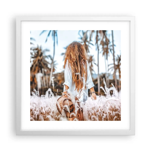 Poster în ramă albă - Născută din puful de iarbă - 40x40 cm