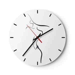 Ceas de perete - Ceas pe sticlă - Schiță minimalistă a unui corp feminin pe fundal alb - 30x30cm - E insesizabilă ca un val - Decorațiune modernă pentru perete pentru living, bucătărie și dormitor ARTTOR
