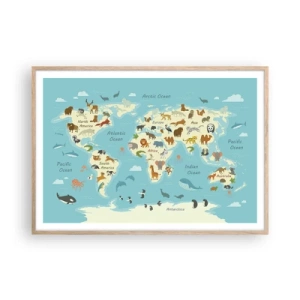 Poster în ramă de stejar deschis - Vecini buni - 100x70 cm