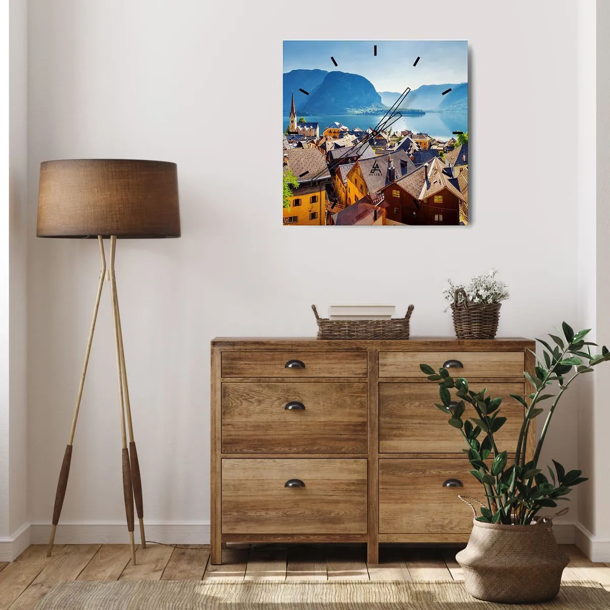 Ceas de perete - Ceas pe sticlă - Nici că se putea mai pitoresc - 40x40 cm