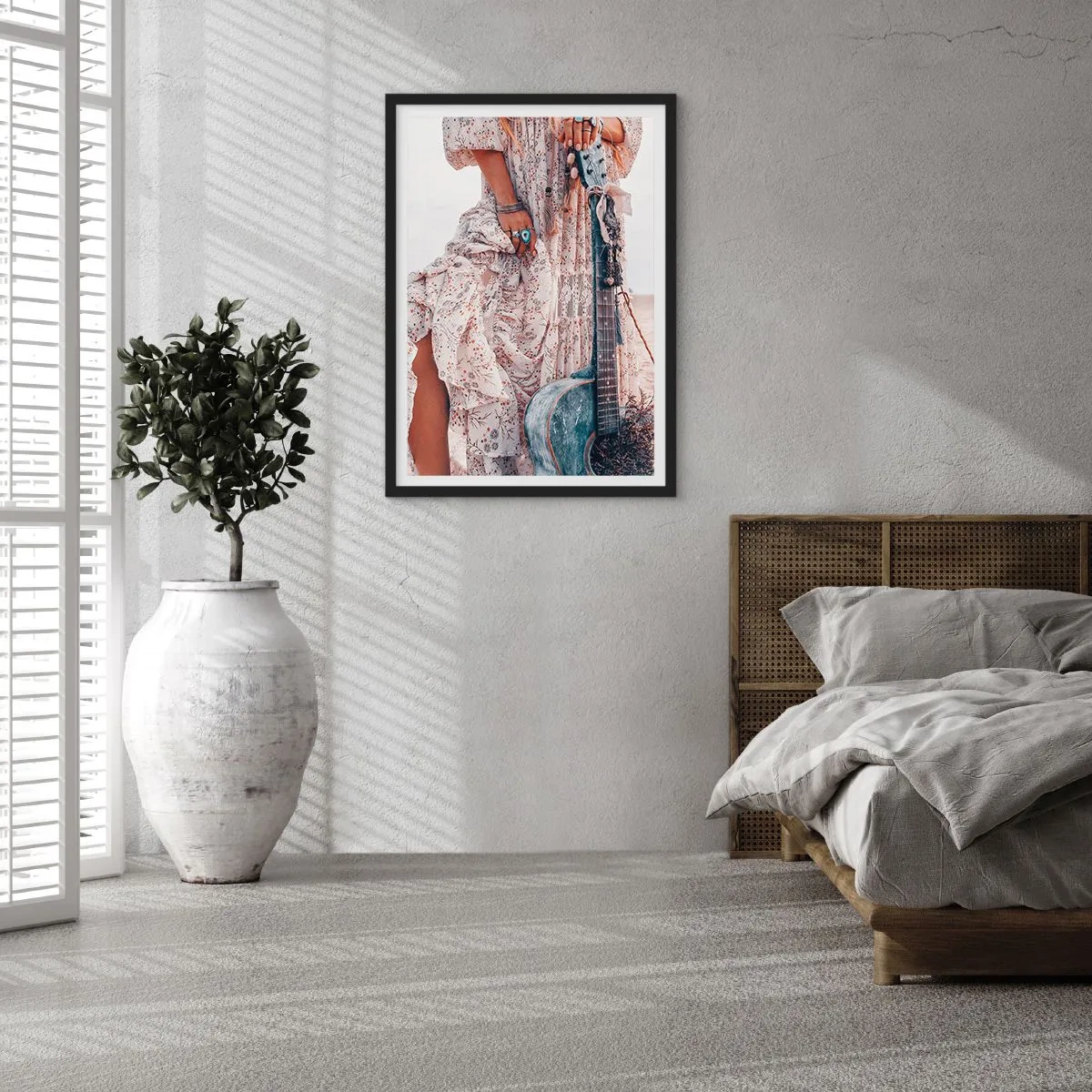 Poster în ramă neagră - Hippie pe drum - 61x91 cm
