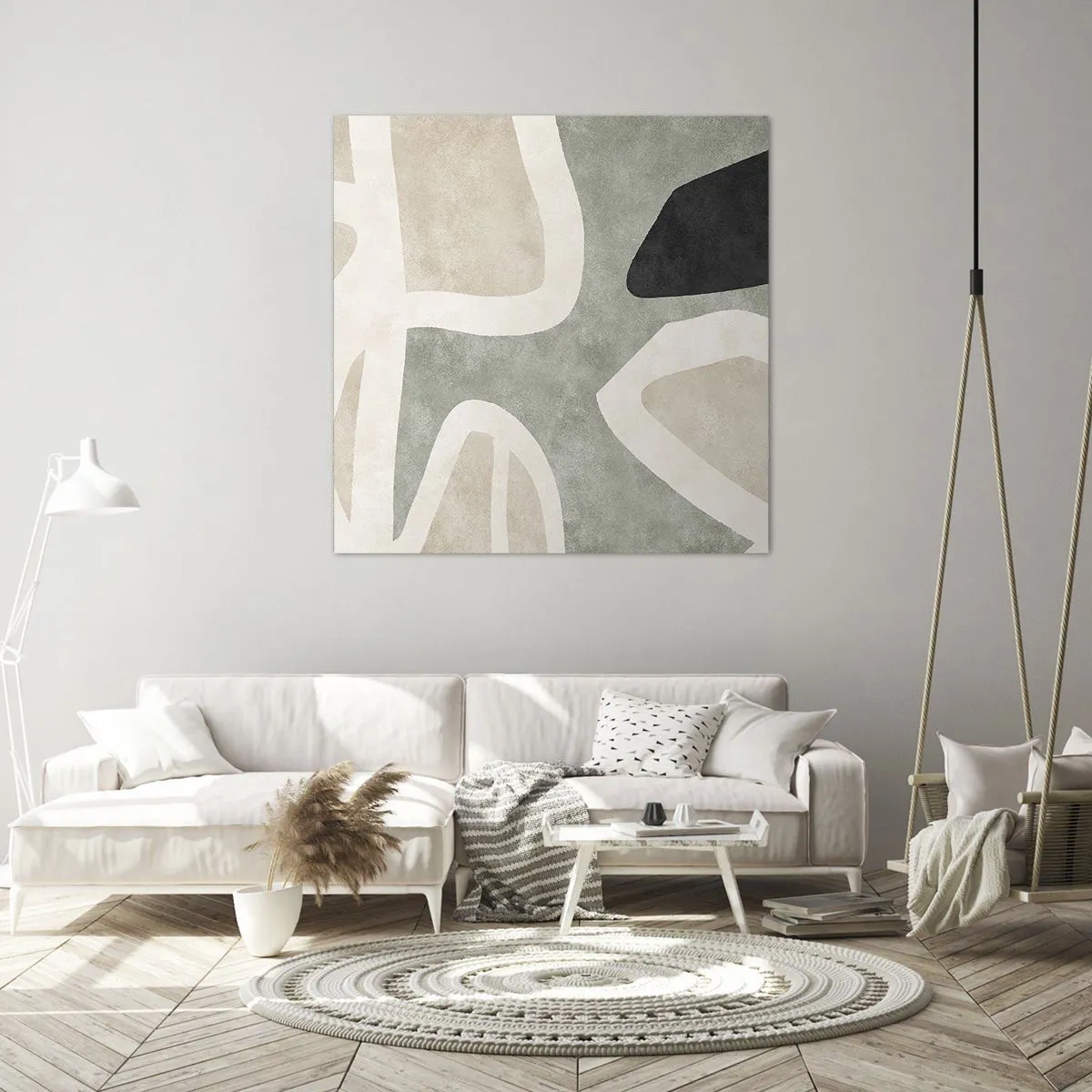 Tablou pe pânză - Compoziție cu motiv negru - 60x60 cm