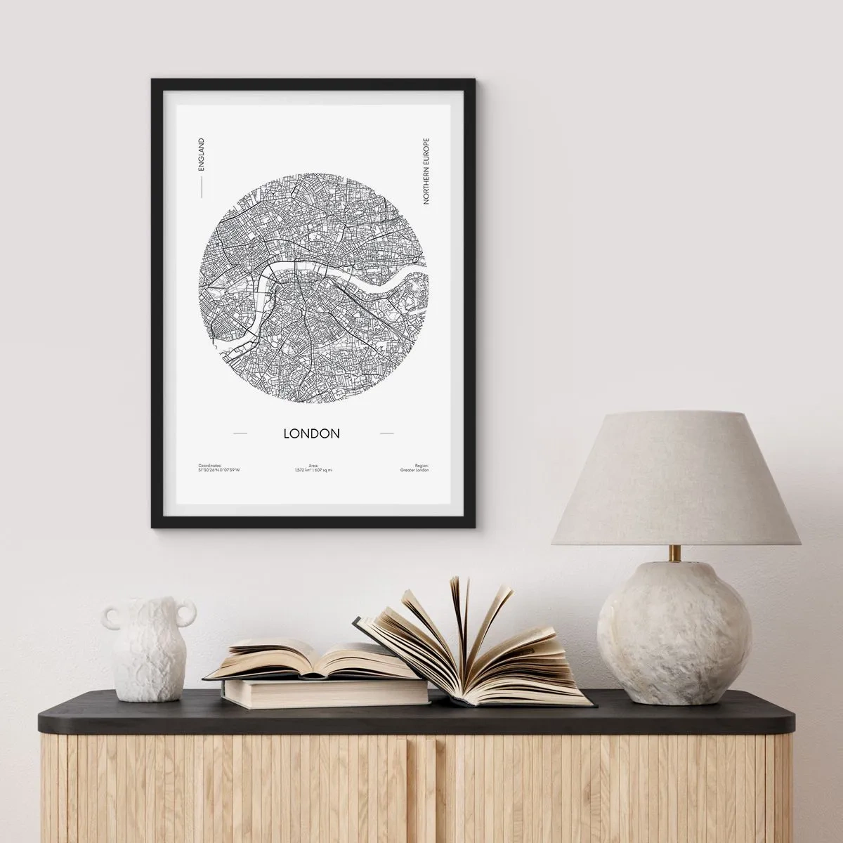 Poster în ramă neagră - Anatomia Londrei - 30x40 cm