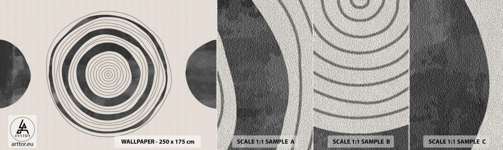 Mostră tapet Premium Sand - Centrul cel mai important - Rotile, Minimalist, Contemporan - 100x30 cm
