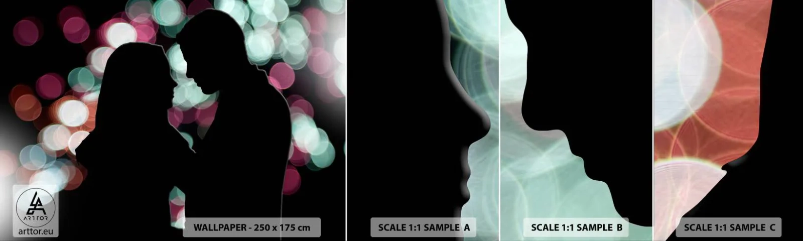 Mostră tapet autocolant Deluxe Sticker - Da! - oameni, Cuplu îndrăgostit, Noaptea întâlnirii - 100x30 cm