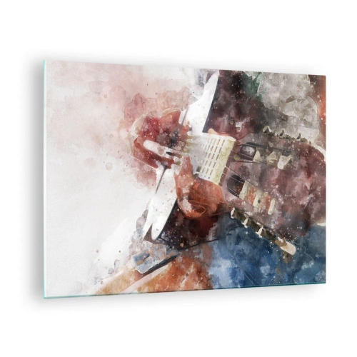 Tablou pe sticlă - O pictură în acuarelă a unui chitarist artistic - 70x50cm - Și ce părere ai? - Decorațiune modernă pentru perete pentru living și dormitor ARTTOR